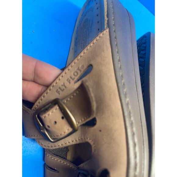 Fly Flot Italian Comfort Leather Buckle Slides Anatomic Women's Shoes Size 39 - Picture 9 of 10